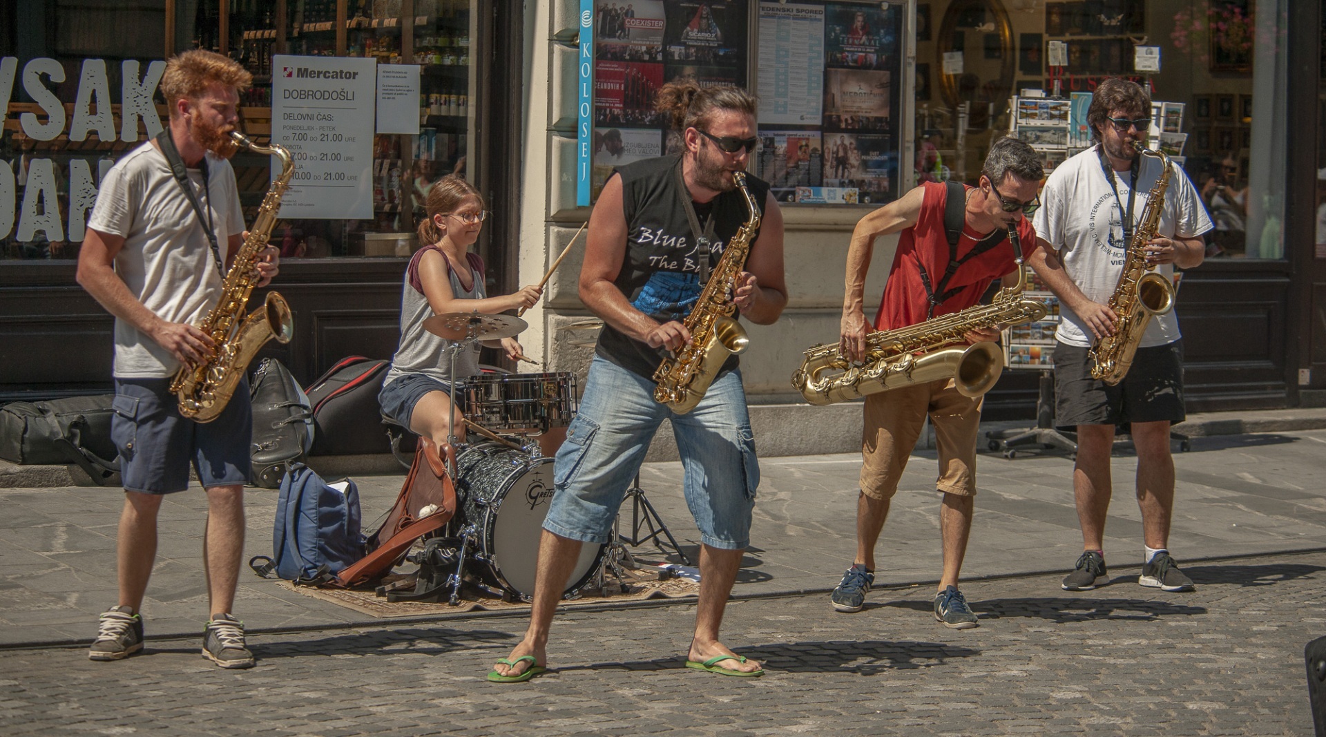 Slovenië - Ljubljana - Straatmuzikanten